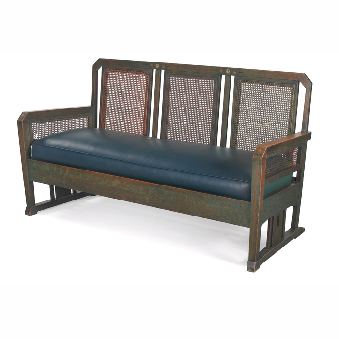 Appraisal: Stickley Brothers settee similar to unusual form with caned panels