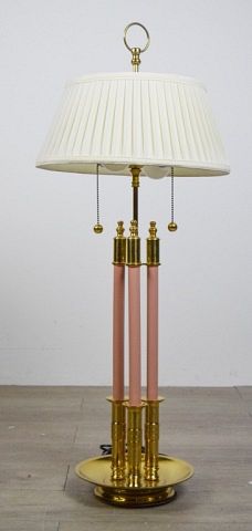 Appraisal: Brass Candlestick Style Lamp Brass lamp with candle holder style