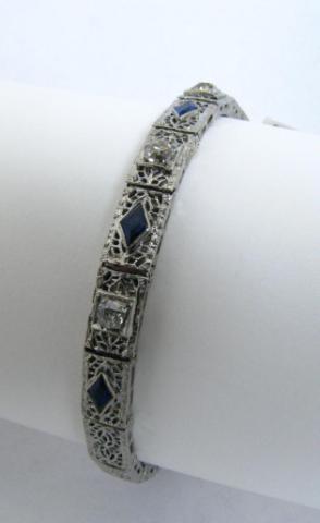 Appraisal: Platinum and k white gold diamond and sapphire bracelet in