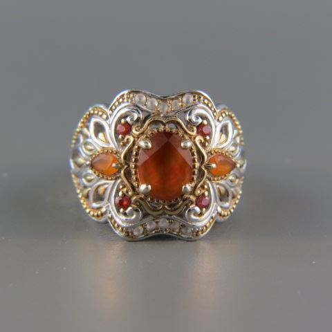 Appraisal: Fire Opal Ring gems in fancy gold and silver setting