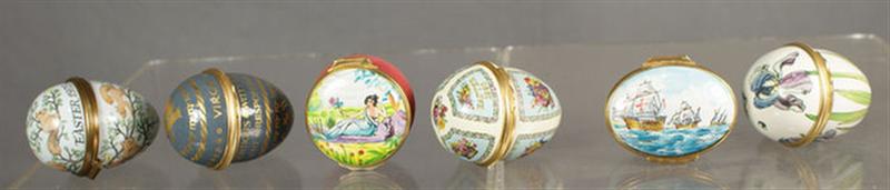 Appraisal: egg shaped other Halcyon Days enameled boxes retailed by Tiffany