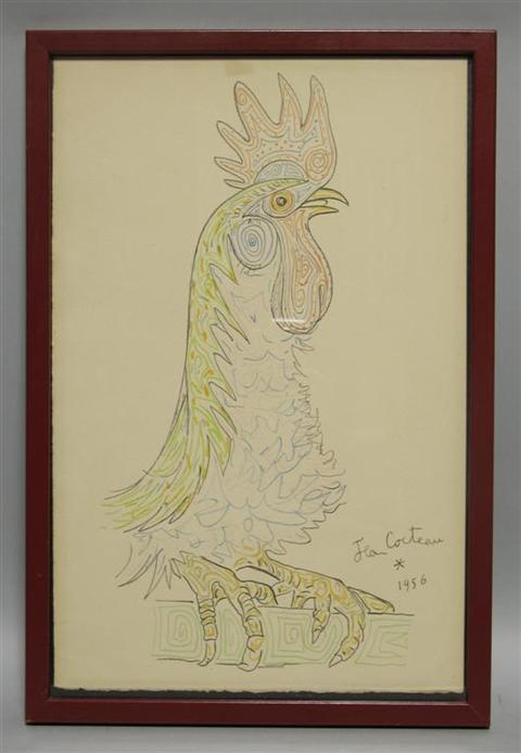 Appraisal: JEAN COCTEAU FRENCH - COCK Color lithograph x in Framed