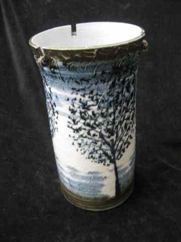 Appraisal: Japanese Studio Pottery Vase landscape signed '' tall excellent