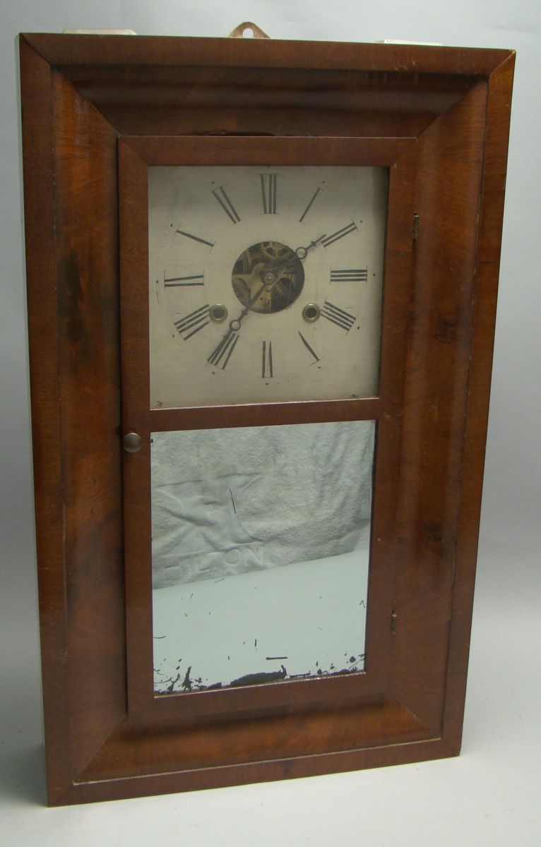 Appraisal: OGEE SHELF CLOCK Circa In mahogany with original mirror glass