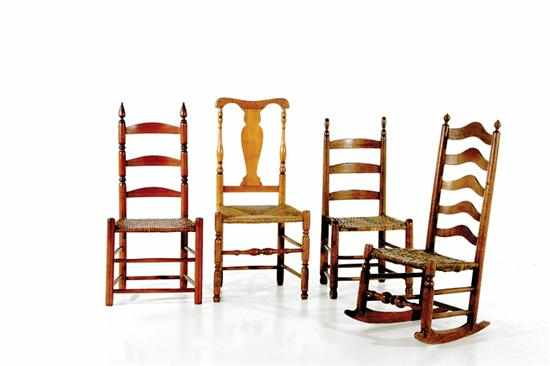 Appraisal: Early American country chairs th century consisting of maple and