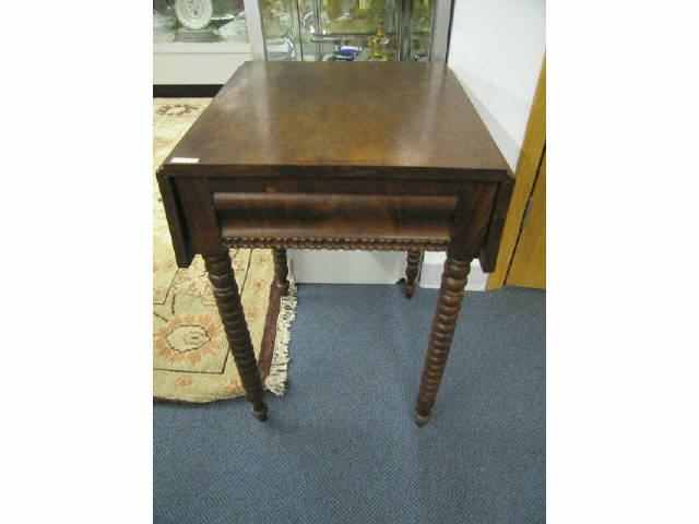 Appraisal: Mahogany Work Stand drop sides Empire period turned spindle legs