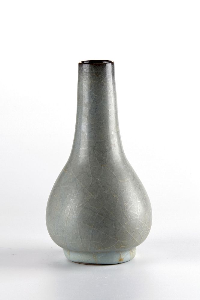 Appraisal: Fine Guan-Type Pear-Shaped Vase Well potted with elegant pear-shaped body