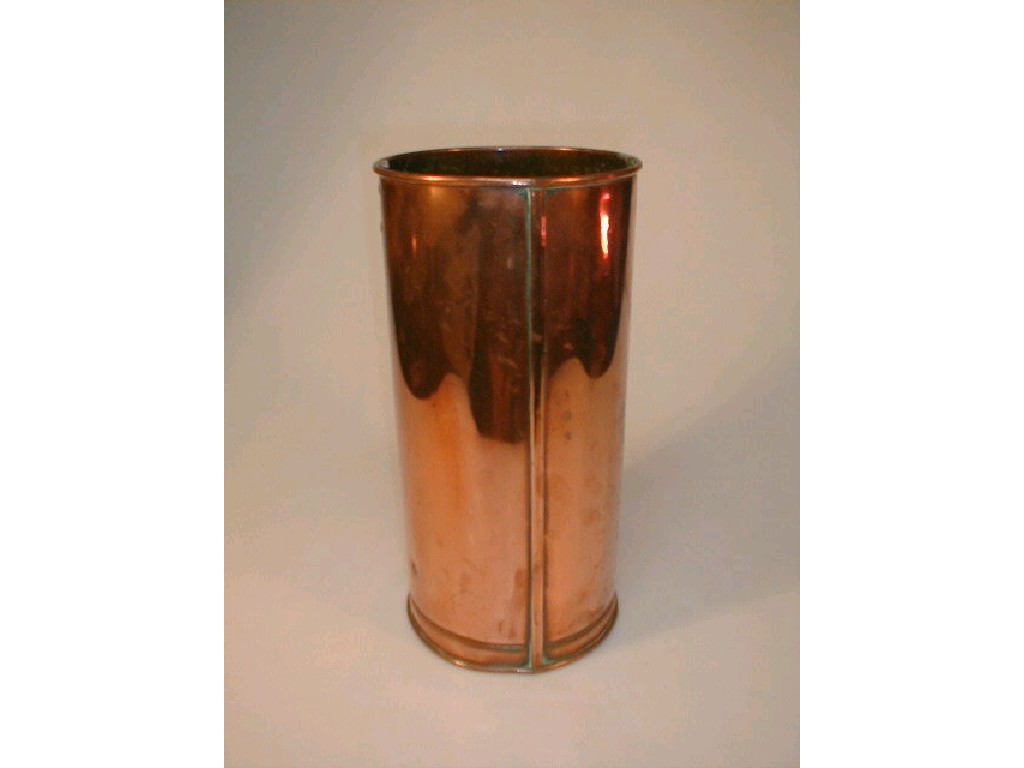 Appraisal: A copper umbrella stand of plain circular form high