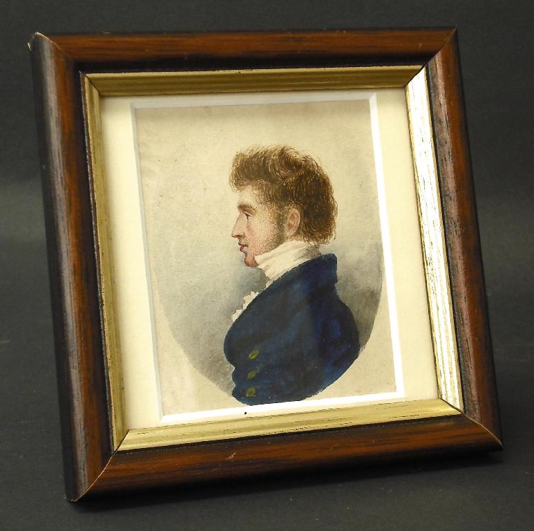 Appraisal: Early th century Miniature School - profile portrait of a