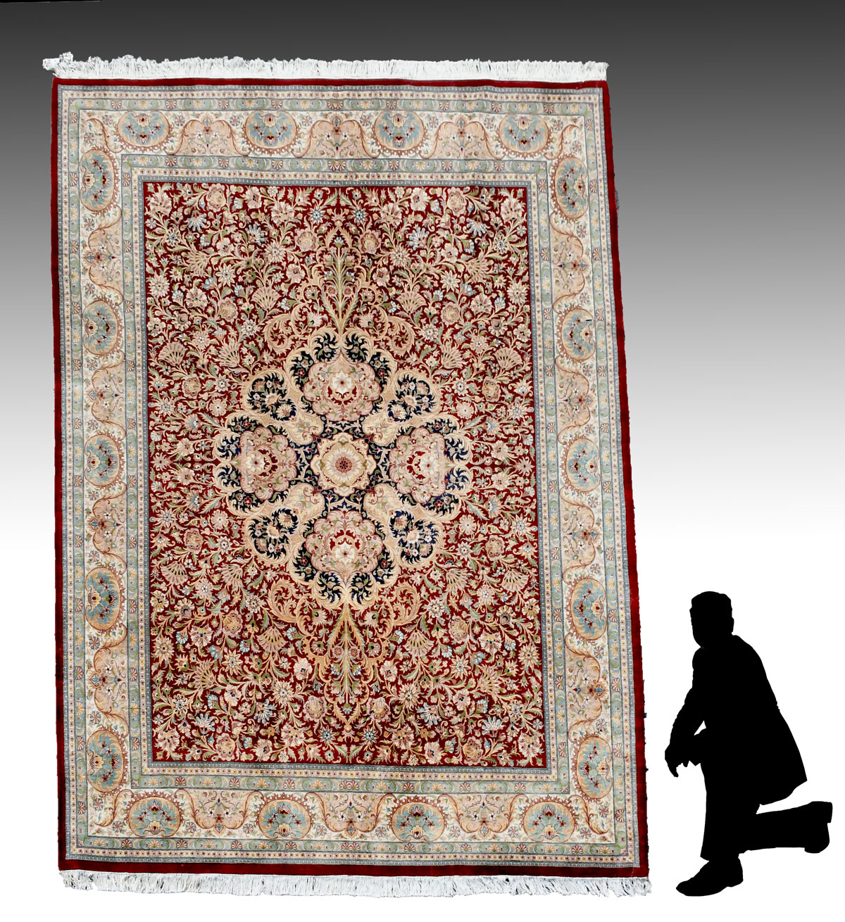 Appraisal: PERSIAN HAND KNOTTED WOOL RUG ' X ' '' The