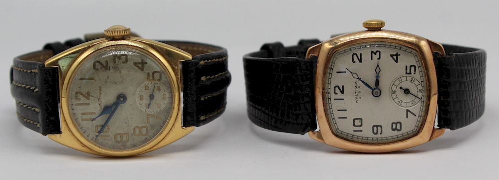 Appraisal: JEWELRY Grouping of Waltham Gold Watches Includes a vintage Waltham