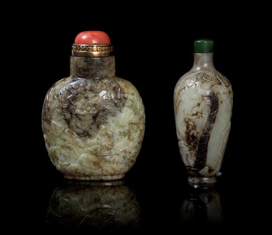 Appraisal: Sale Lot Two Carved Chicken Bone Jade Snuff Bottles possibly