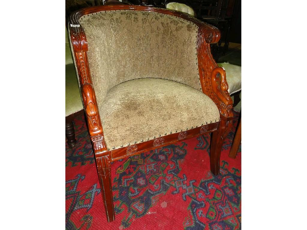 Appraisal: A reproduction Regency style tub chair with upholstered seat and