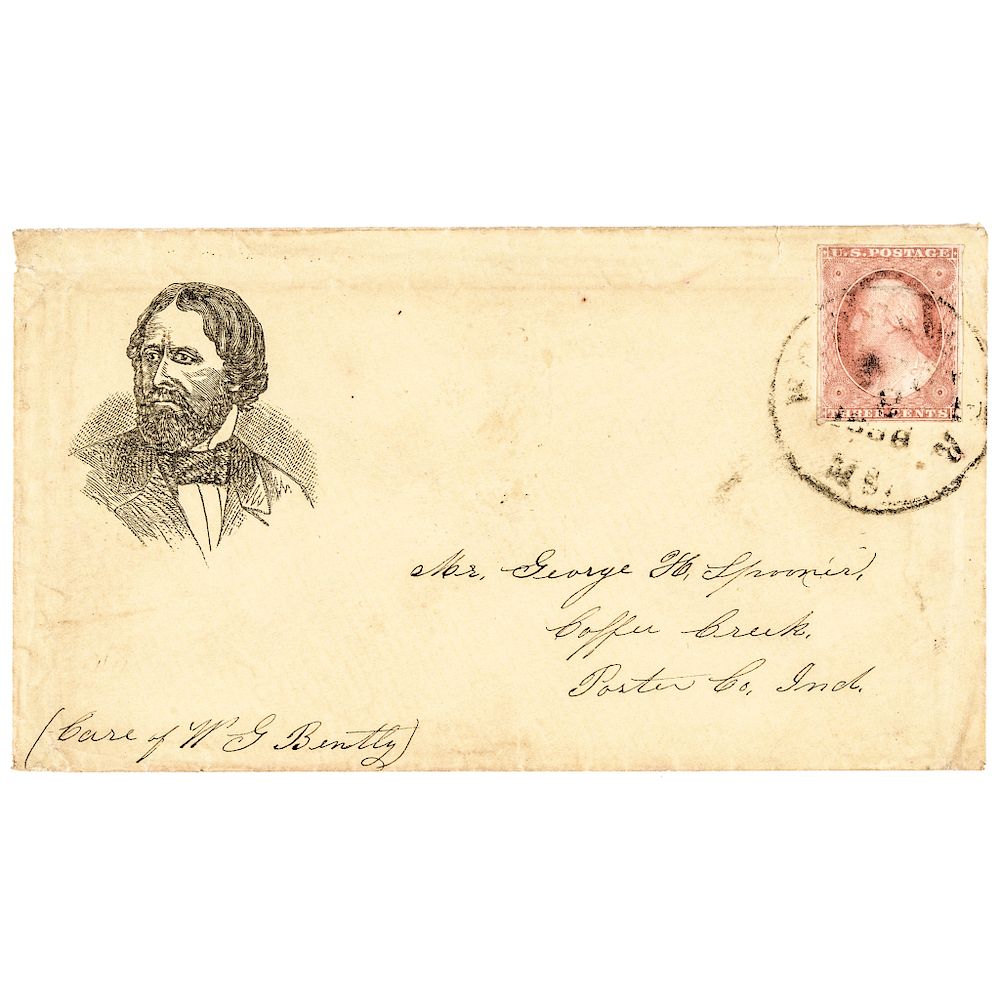 Appraisal: John Fremont Portrait Campaign Envelope Postmarked and Postally Used Political