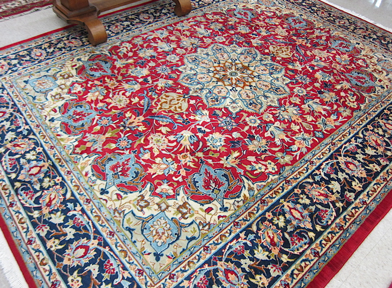 Appraisal: PERSIAN NAJAFABAD CARPET Isfahan Province central Iran floral and central