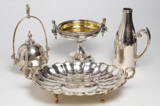 Appraisal: Silver Comprising footed tray compote chafing dish and wine pourer