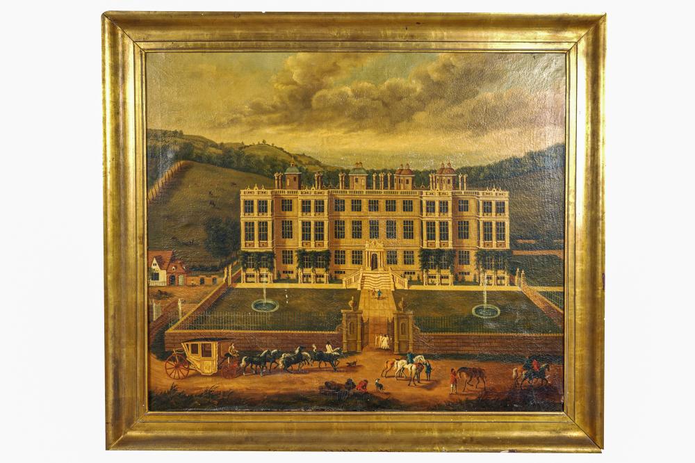 Appraisal: COUNTRY VILLAoil on canvas appears unsigned Condition with craquelure throughout