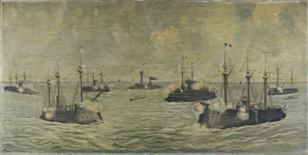 Appraisal: TH CENTURY FRENCH SCHOOL INSPECTION OF THE FLEET Oil on