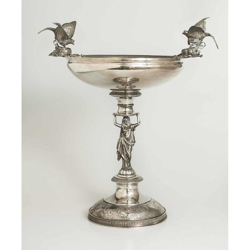 Appraisal: Coin Silver Figural Centerpiece Bowl Schulz Fischer Coin silver figural