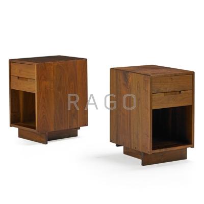 Appraisal: GEORGE NAKASHIMA - NAKASHIMA STUDIOS Pair of walnut nightstands New