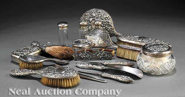 Appraisal: A Group of Small Sterling Silver Dressing Table and Other