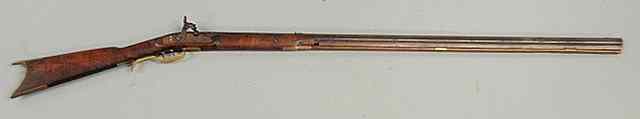 Appraisal: Antique percussion half-stock long rifle with set trigger and brass