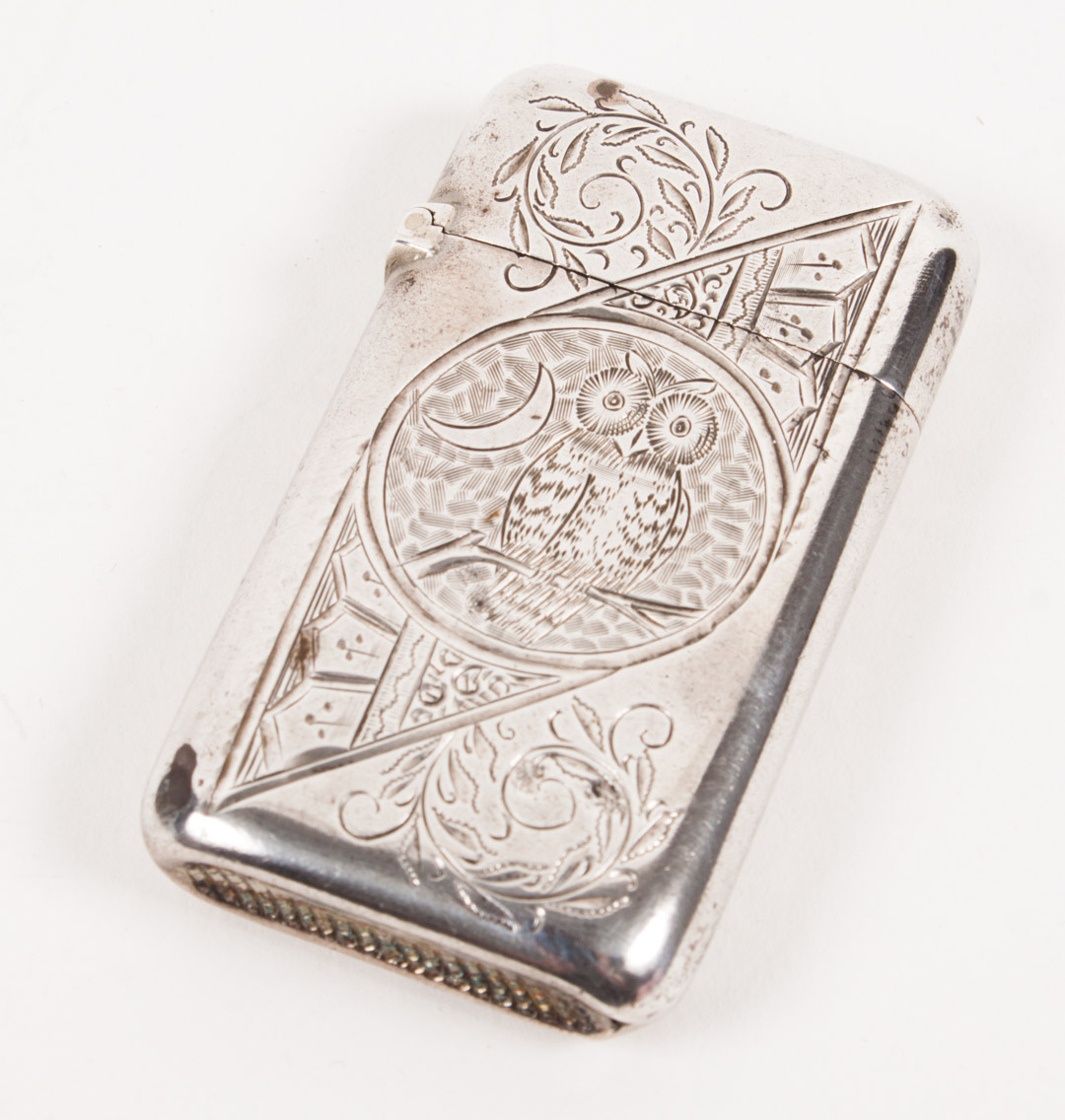 Appraisal: Frank Whiting sterling silver match safe Aesthetic style engraved decoration