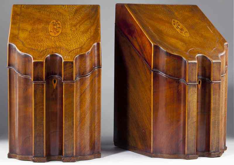 Appraisal: Pair of George III Style Inlaid Knife Boxes th century