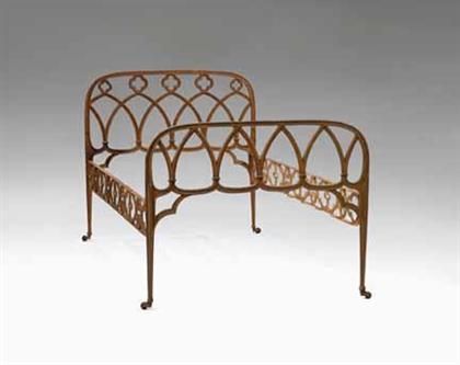 Appraisal: Cast iron Gothic Revival bedstead noyes and hutton troy new