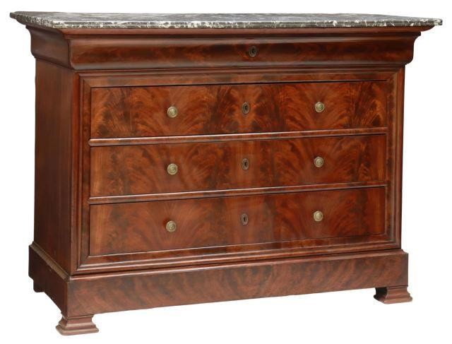 Appraisal: French Louis Philippe period marble-top mahogany commode mid th c