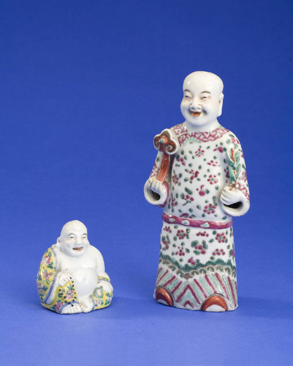 Appraisal: CHINESE EXPORT PORCELAIN FAMILLE ROSE FIGURE OF AN IMMORTAL AND