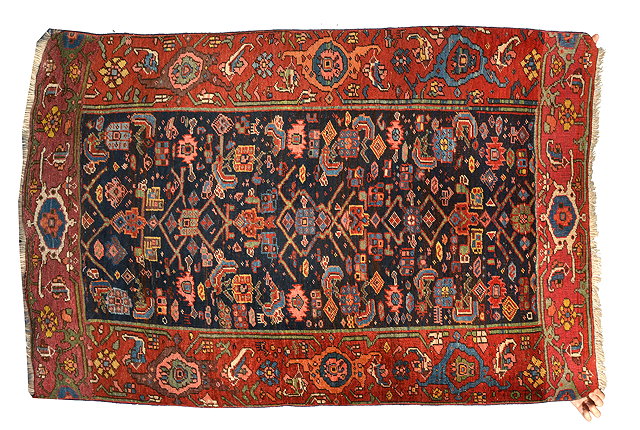 Appraisal: AN OLD HAMEDAN BLUE GROUND RUG x AF