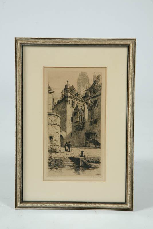 Appraisal: FRAMED ETCHING Axel H Haig Swedish - City scene titled