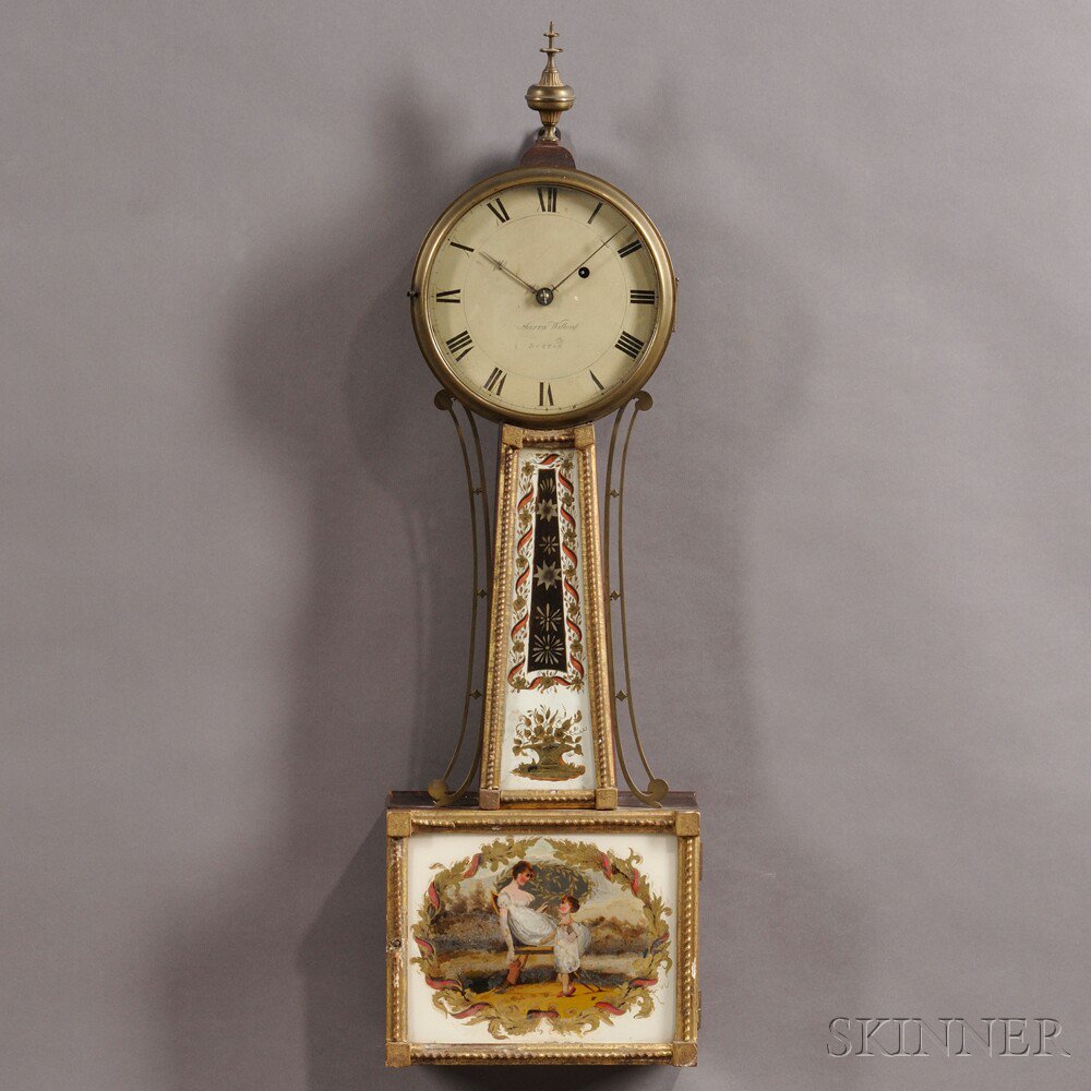 Appraisal: Aaron Willard Patent Timepiece or Banjo Clock Boston Massachusetts c