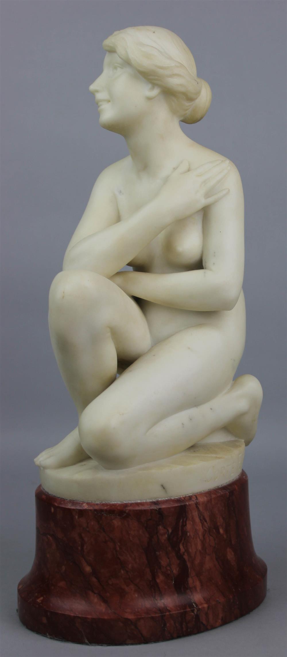 Appraisal: FRENCH MARBLE FIGURE OF KNEELING WOMAN SIGNED 'CORTE F '