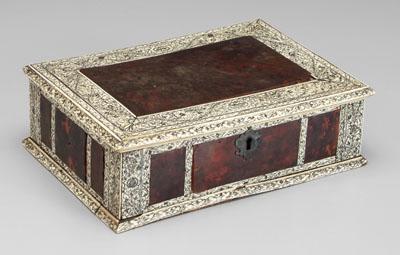 Appraisal: Ivory and tortoise box wooden box with ivory and tortoise