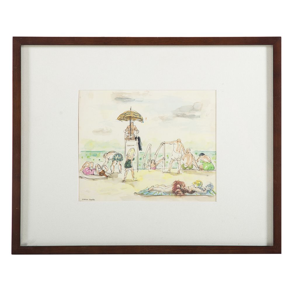 Appraisal: Aaron Sopher Bathers watercolor American - Watercolor and ink on