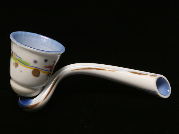 Appraisal: Contemporary glass pipe form vessel Pink yellow green and brown