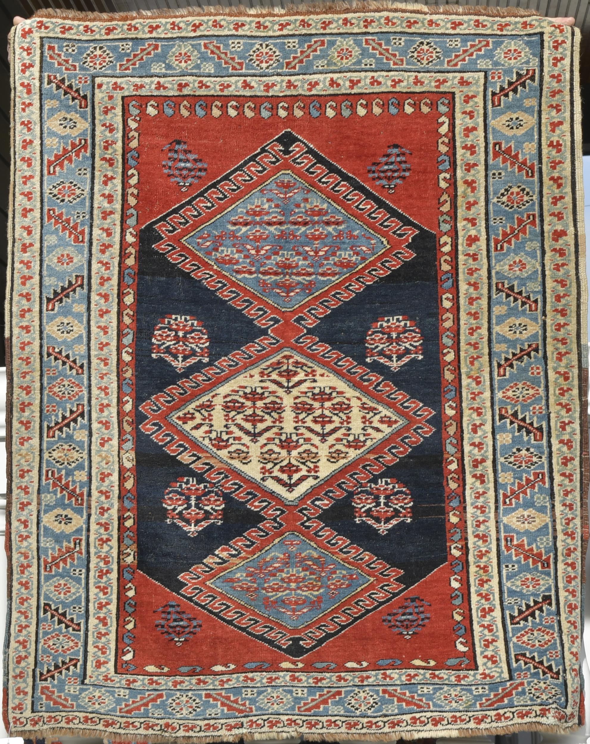 Appraisal: ANTIQUE ORIENTAL SCATTER RUG A antique Oriental scatter rug with