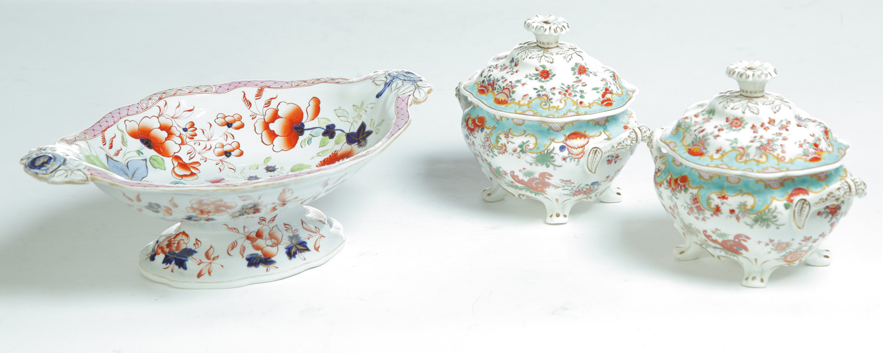 Appraisal: THREE PIECES OF ENGLISH CHINA Second quarter- th century Pair