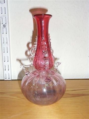 Appraisal: A CRANBERRY TAPERING VASE a silver topped pin jar and