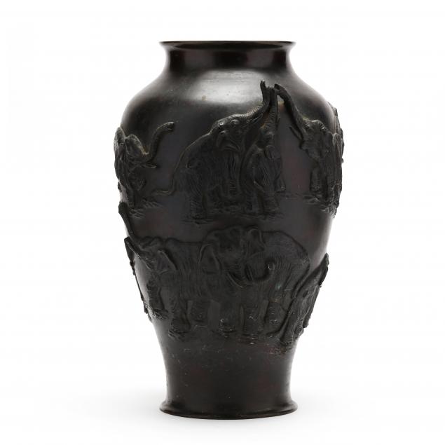 Appraisal: A JAPANESE BRONZE JAR WITH ELEPHANTS Meiji period - bronze