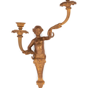 Appraisal: A Louis XV Style Gilt Bronze Two-Light Figural Sconce th