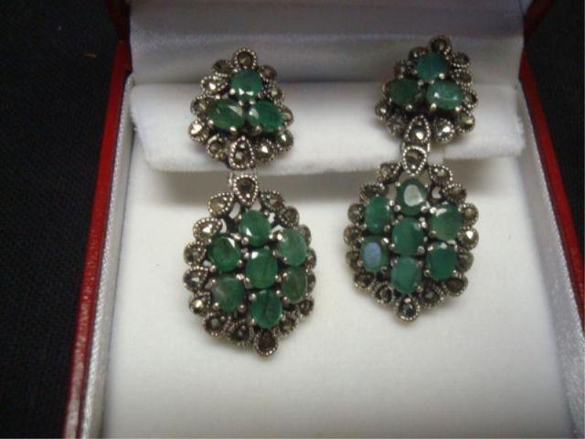 Appraisal: Cabochon Emerald Victorian Earrings From a Yonkers home