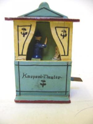 Appraisal: An Erzeberg Punch and Judy Show painted wood construction with