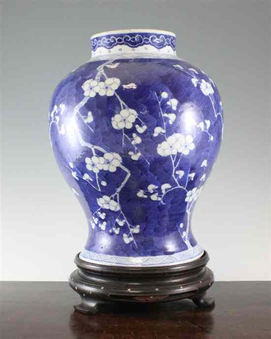 Appraisal: A large Chinese blue and white prunus pattern baluster vase