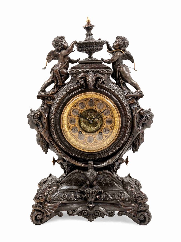 Appraisal: An Ansonia Lydia Patinated-Metal Figural Mantel Clock An Ansonia Lydia