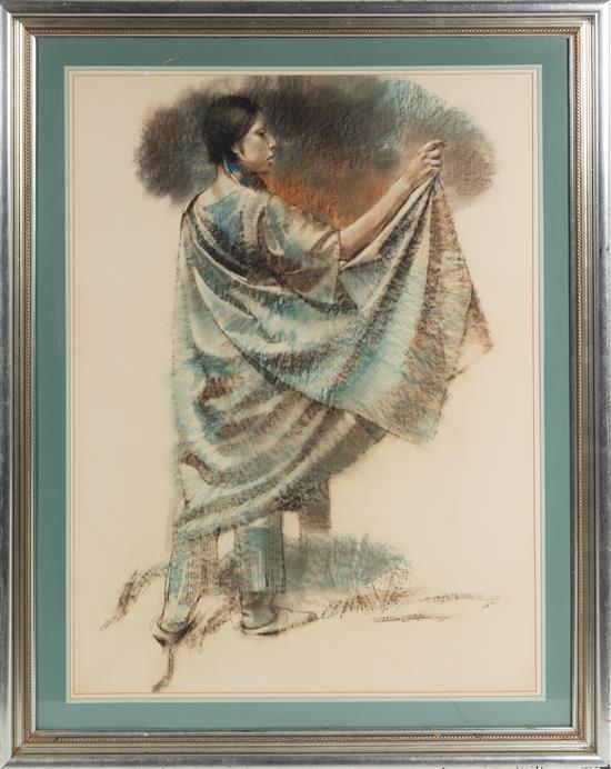 Appraisal: Sale Lot William Whitaker American b Woman Standing pastel on