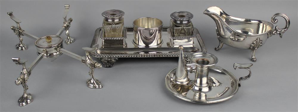 Appraisal: GROUP OF GEORGIAN STYLE SILVERPLATED WARES including a dish cross