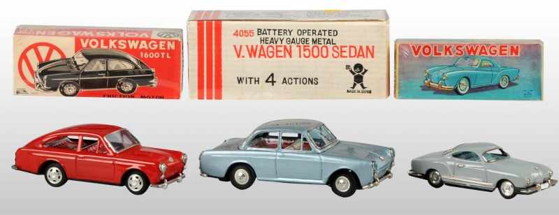 Appraisal: Lot of Tin Volkswagen Car Toys Description Japanese Working Includes